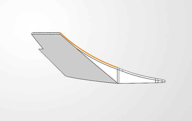 SolidWorks side section of the duckbill spoiler profile